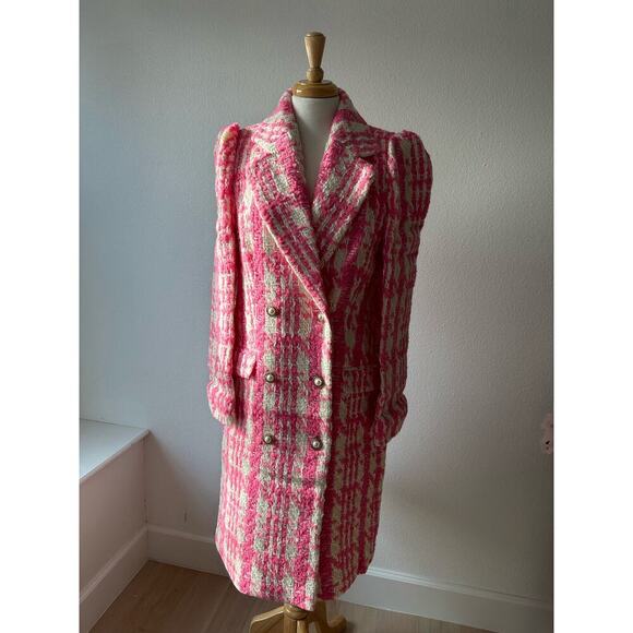 Love Shack Fancy Asryn Coat in Majestic Pink Tweed Size Large - Picture 9 of 16